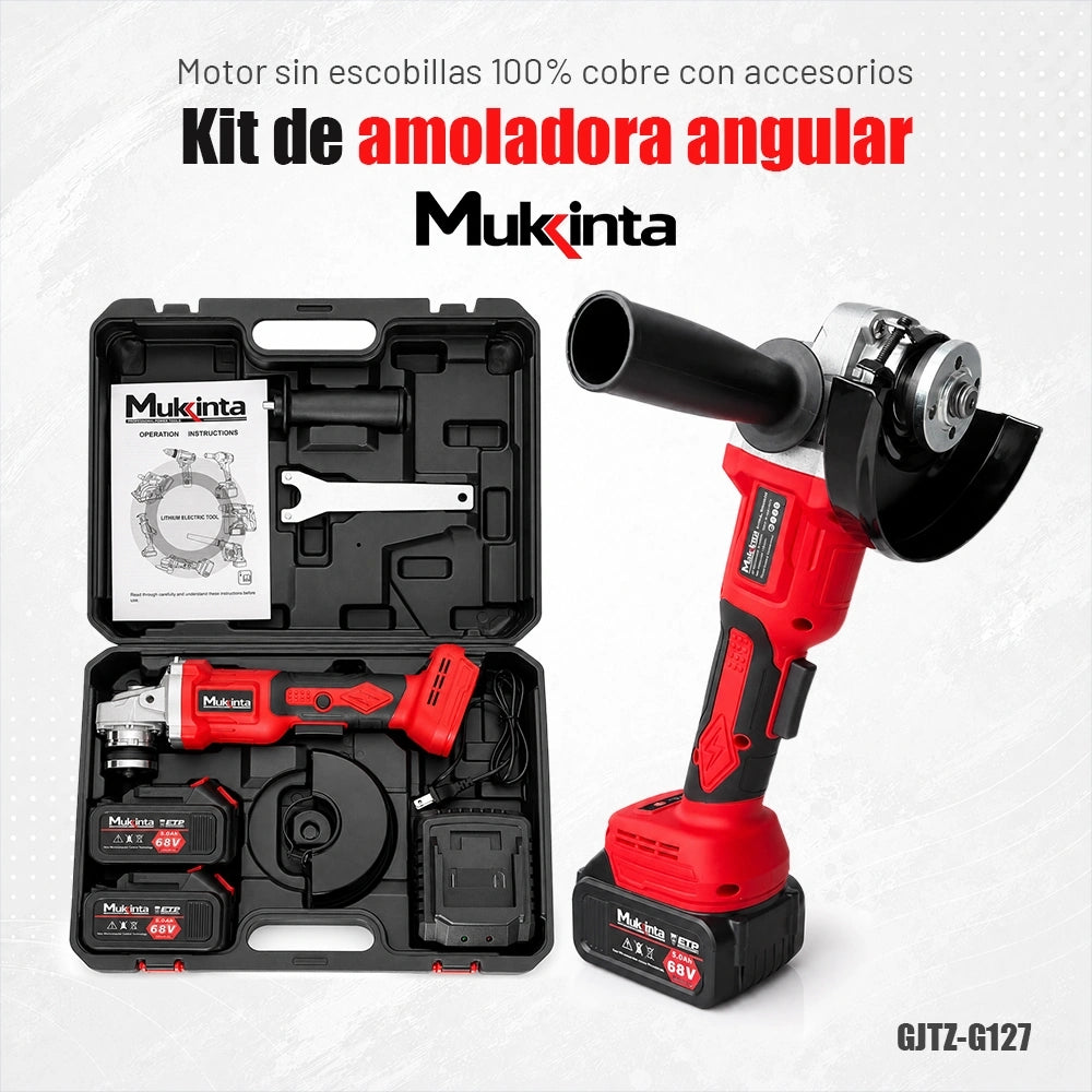 Amoladora Angular Inalámbrica Mukinta 48V de 125 mm con 2 Baterías | GJTZ-G127